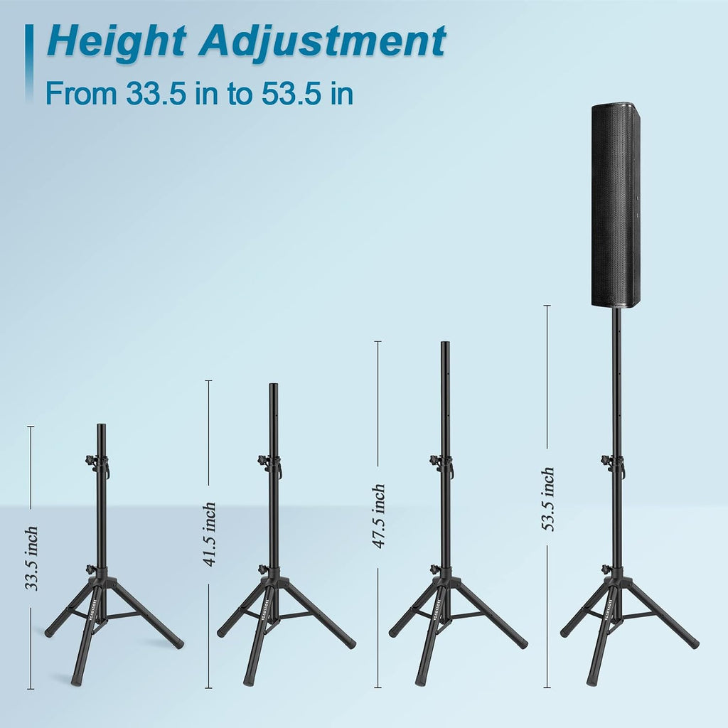 Single Tripod Speaker Stand 33.5"-53.5" PA DJ Short Speaker Stand | Short Mini Speaker Mount Stand, 35mm Pole Mount