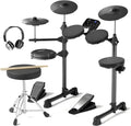 Electric Drum Set For Beginner 150 Sounds,4 Quiet Drum Pads,2 Pedals | 10"Cymbals,Throne,Sticks,USB MIDI,Electronic
