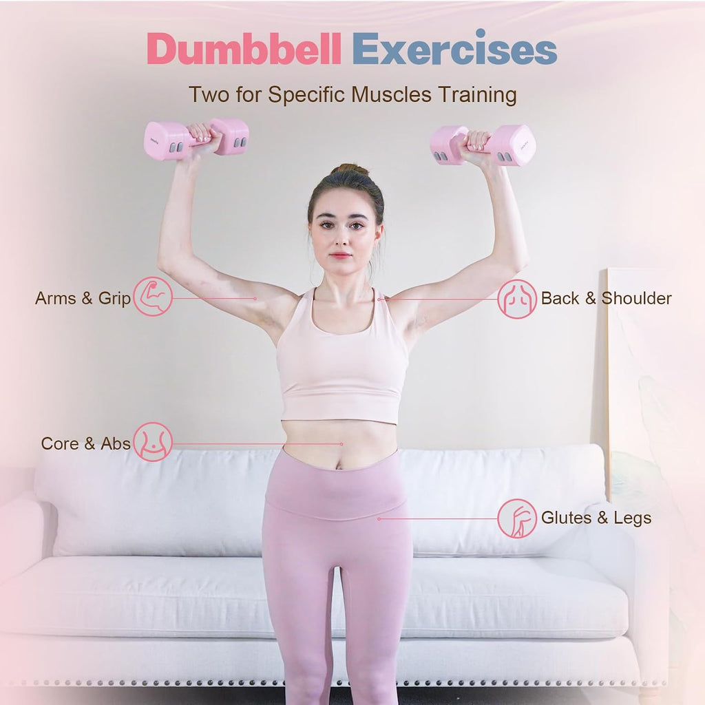 Adjustable Dumbbell Set, 2-in-1 Dumbbells & Kettlebell,Hand Weights | 2.2-5.5lb Each Free Weights for Women Beginners