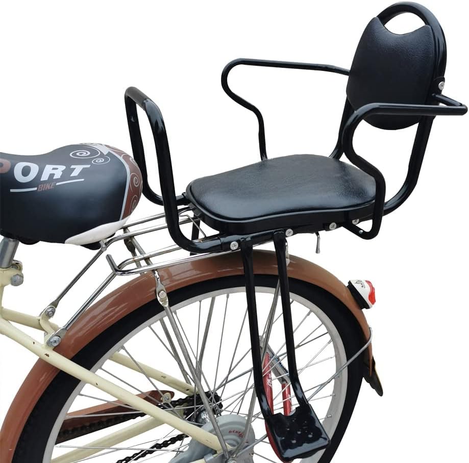 Rear Kid's Bike seat,Rear Child Bike seat,Rear Mount Bike seat with Armrests,Pedals and Harness for Most Adult Bike