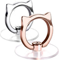Cat Phone Ring Holder - EI Sonador Clear Cell Phone Ring Holder Transparent Stand Finger Grip (1 Silver + 1 Rose Gold