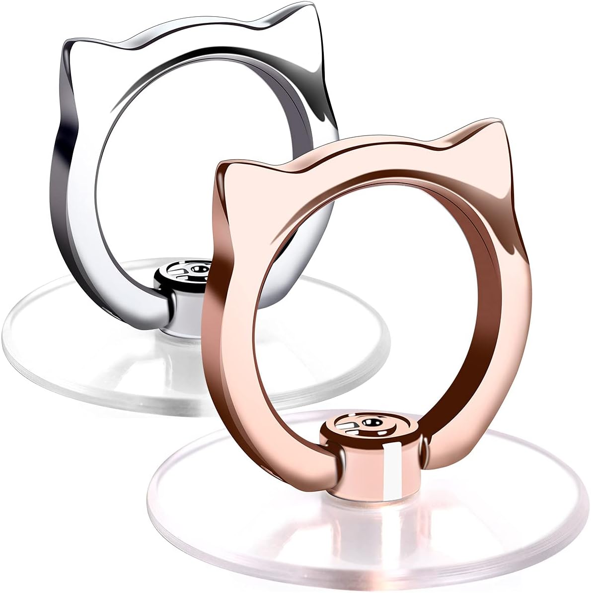 Cat Phone Ring Holder - EI Sonador Clear Cell Phone Ring Holder Transparent Stand Finger Grip (1 Silver + 1 Rose Gold