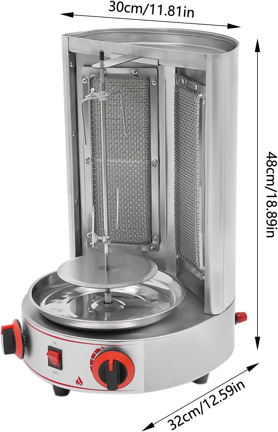 Commercial Shawarma Machine, 110V 3000W Vertical Rotisserie with 2 Heaters