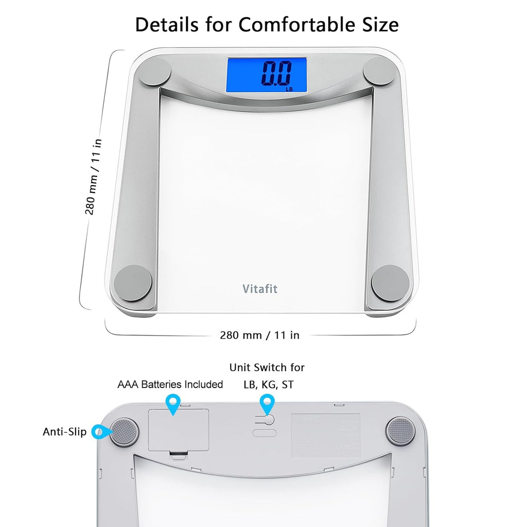 Bathroom Scale for Body Weight Accuracy 0.1lb, 400lb,Clear Glass | Professional Factory Since 2001 Digital Weighing