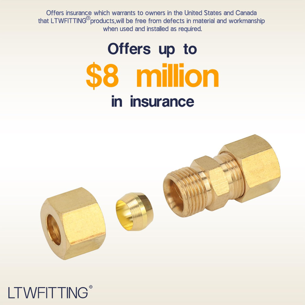 LTWFITTING 5/16-Inch OD Compression Union,Brass Compression Fitting(Pack of 10)