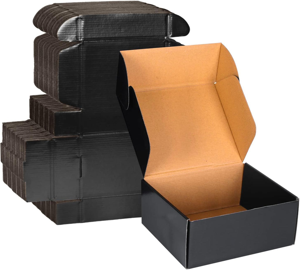 9x6x4 Black Cardboard Boxes - 30 Pack Shipping Boxes for Small Business Mailing, Corrugated Packaging