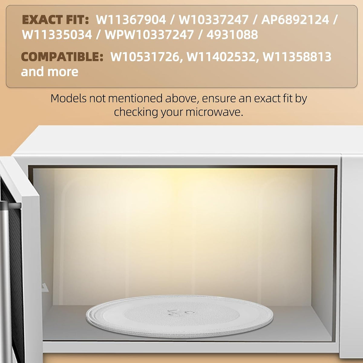 10" Microwave Turntables Replacement, Microwave Glass Plate Compatible with Whirlpool - The Exact Replacement Part of W11367904/ W10337247/ AP6892124/ W11335034/ WPW10337247 etc – Dishwasher Safe