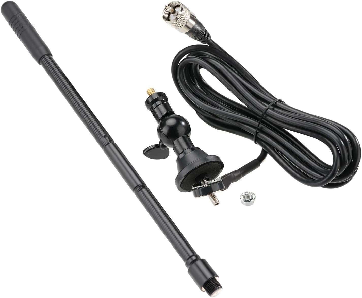27MHz CB Radio Antenna with Adjustable Rotating Base | PL259 & BNC Boat Marine Car Antenna Kit, Compatible with