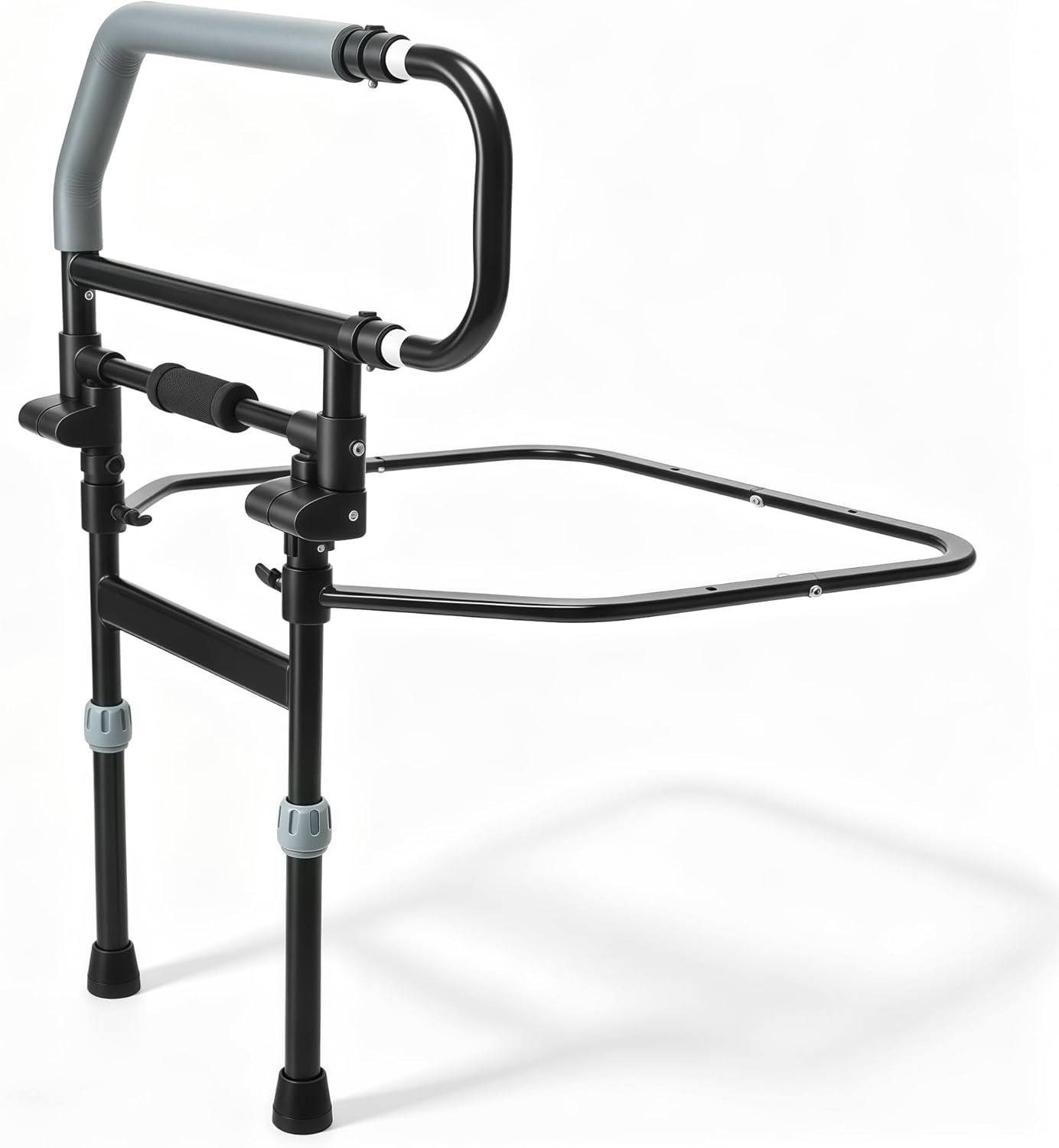 Safety Bed Rail for Elderly Adults - Foldable Bed Assist Rail with Adjustable Height & Storage Pocket, Bedside