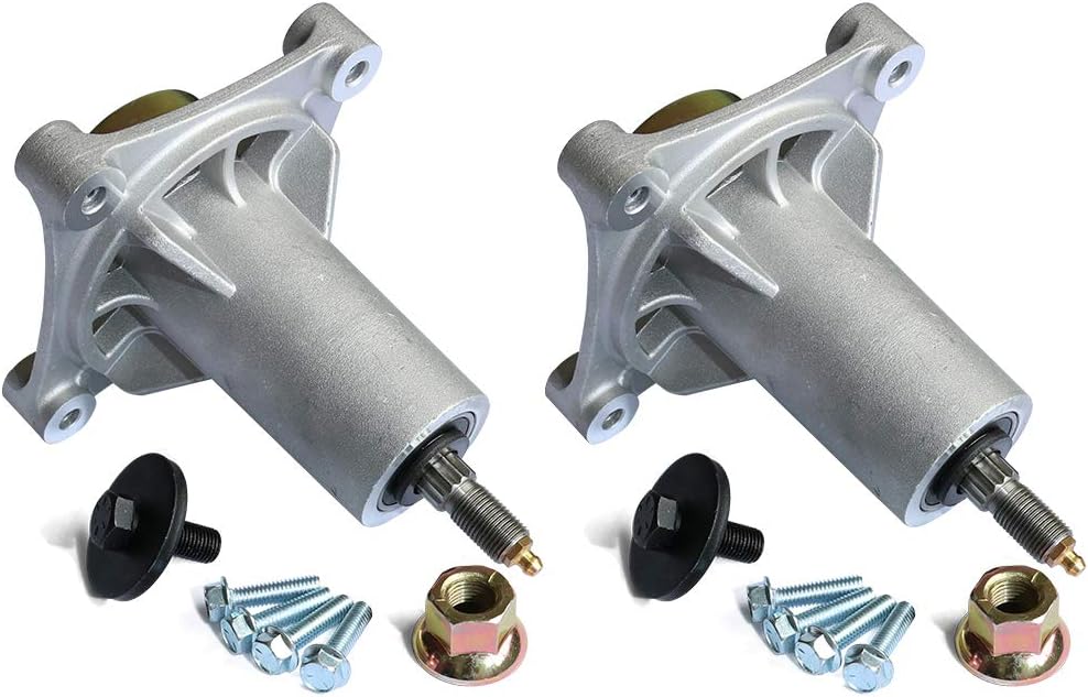 2pcs Lawn Mower Spindle Assembly for Dixon 532192870 Husqvarna 532192870 532187292 532187281 539112057 587125401 587820301 AYP 187292 Ariens 21546238 with 4 Tapped Bolts Zerk Grease