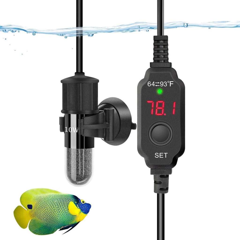 Adjustable Mini Aquarium Heater, 10W for Tanks 1-2 Gallons