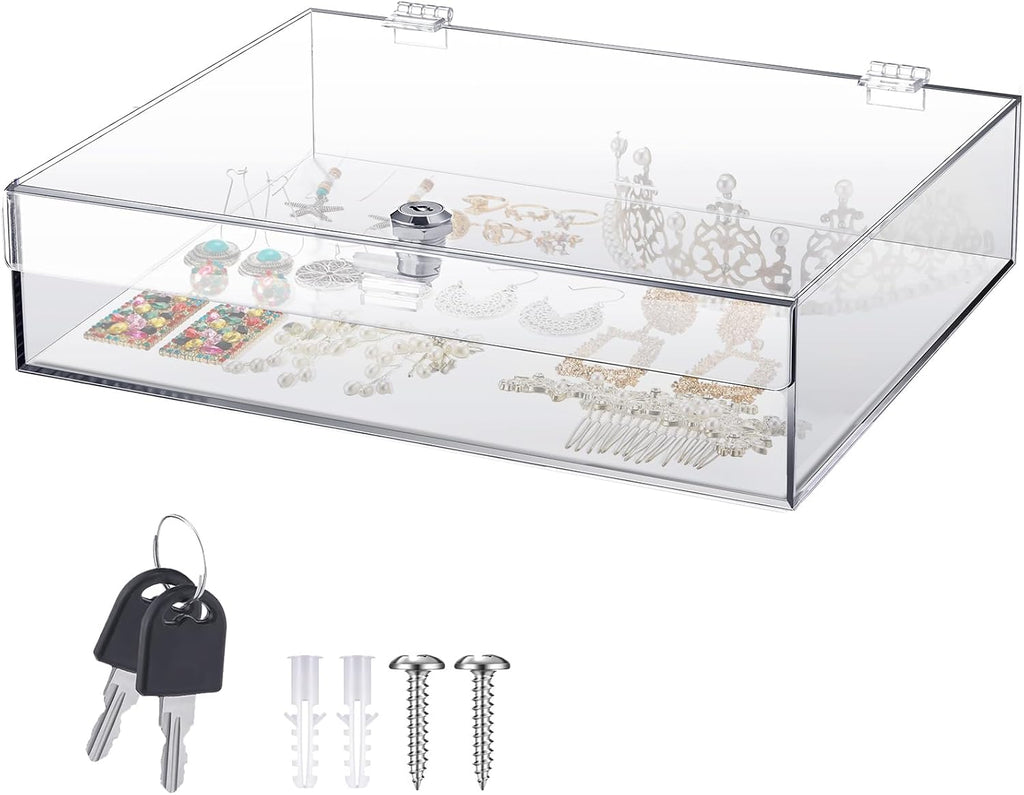 Clear Acrylic Locking Display Case with Keys Large Medication Lock Box Snack Fridge Lock Acrylic Figure Display Case