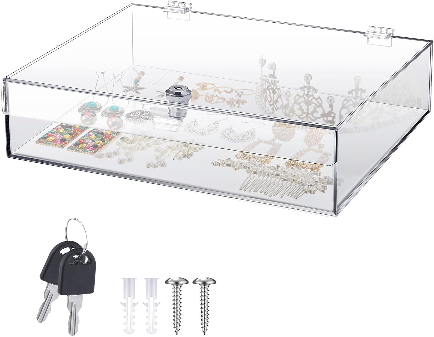 Clear Acrylic Locking Display Case with Keys Large Medication Lock Box Snack Fridge Lock Acrylic Figure Display Case