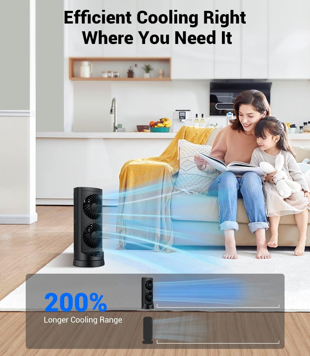 Personal Tower Cooling Fans that Blow Cold Air,25dB Quiet Fan with 24ft/s | Standing Small Desk Fan with 3 Speeds &