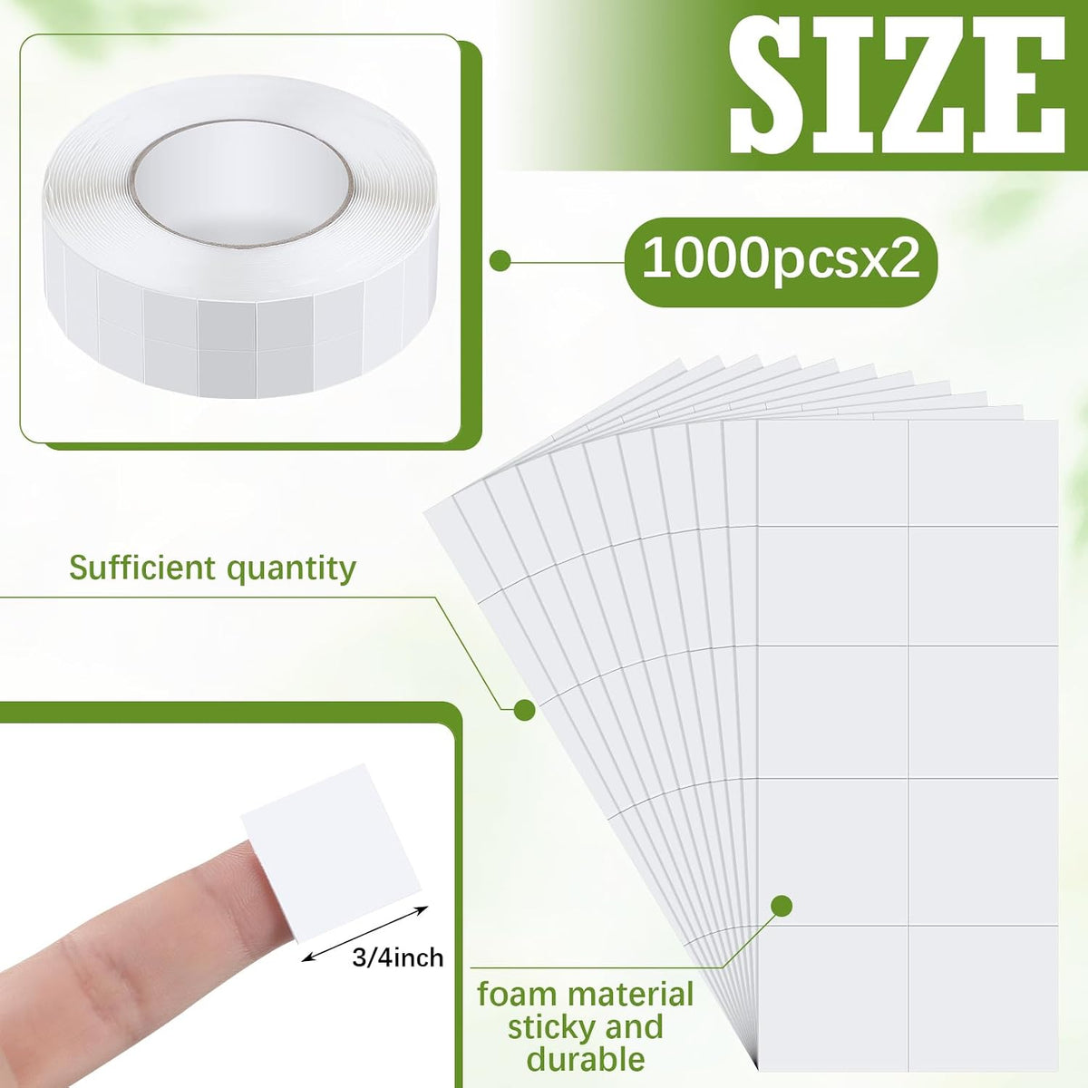 2000 Pcs Teacher Two Sided Foam Tape Double-Sided