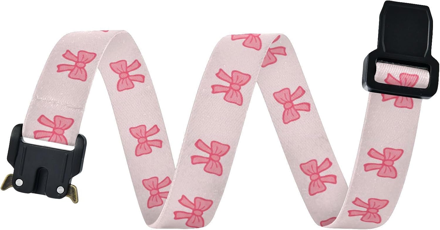Bow Tie Adjustable Kids Elastic Belts, Girls Boys Stretch Waist Belt with Aluminum Alloy Buckle