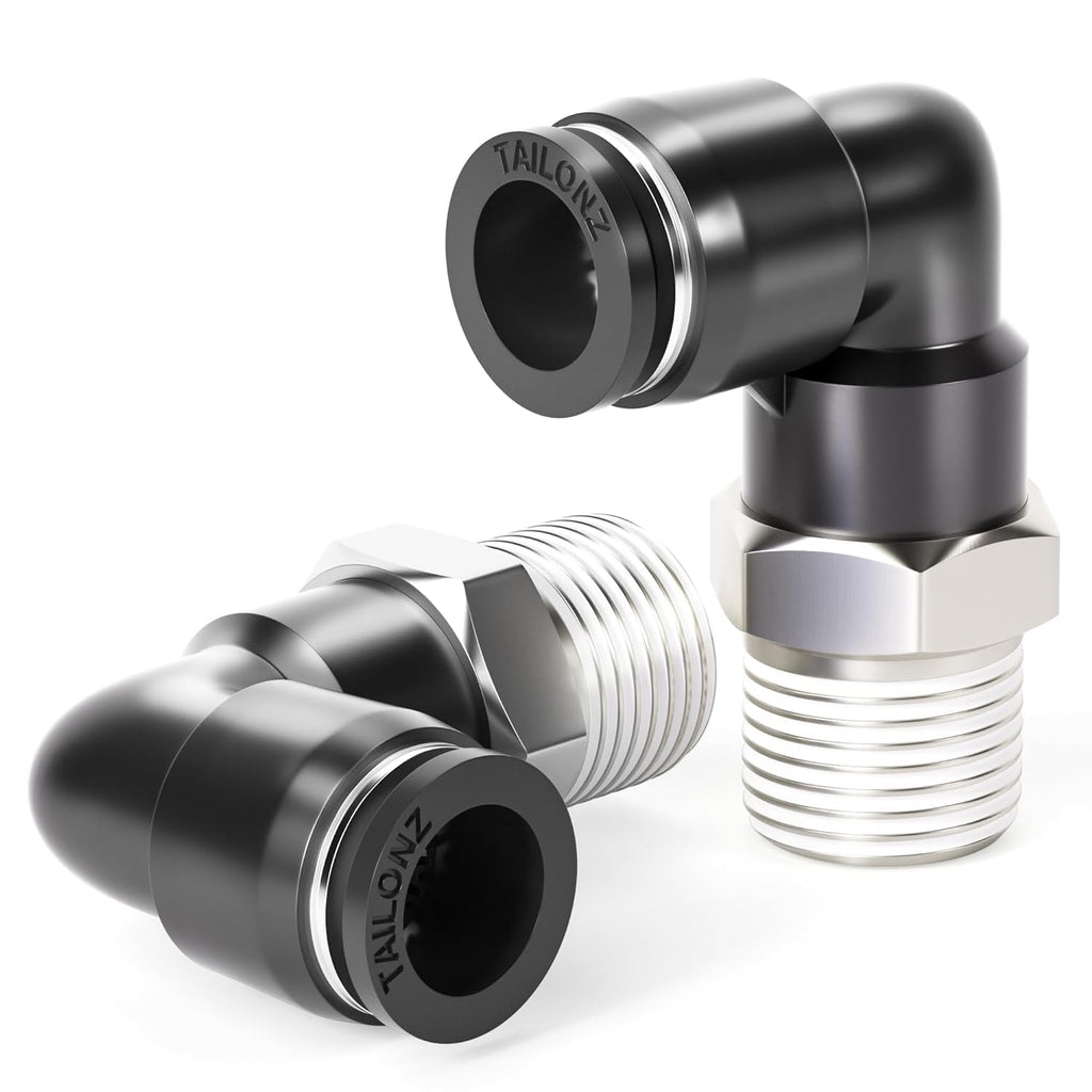 TAILONZ 1/4" x 1/16" NPT Push to Connect Elbow Fitting 2Pcs