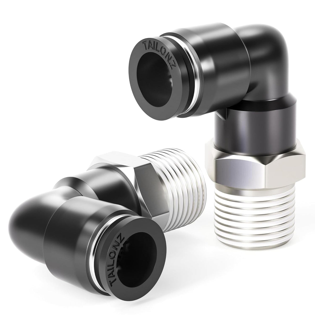 TAILONZ 1/4" x 1/16" NPT Push to Connect Elbow Fitting 2Pcs