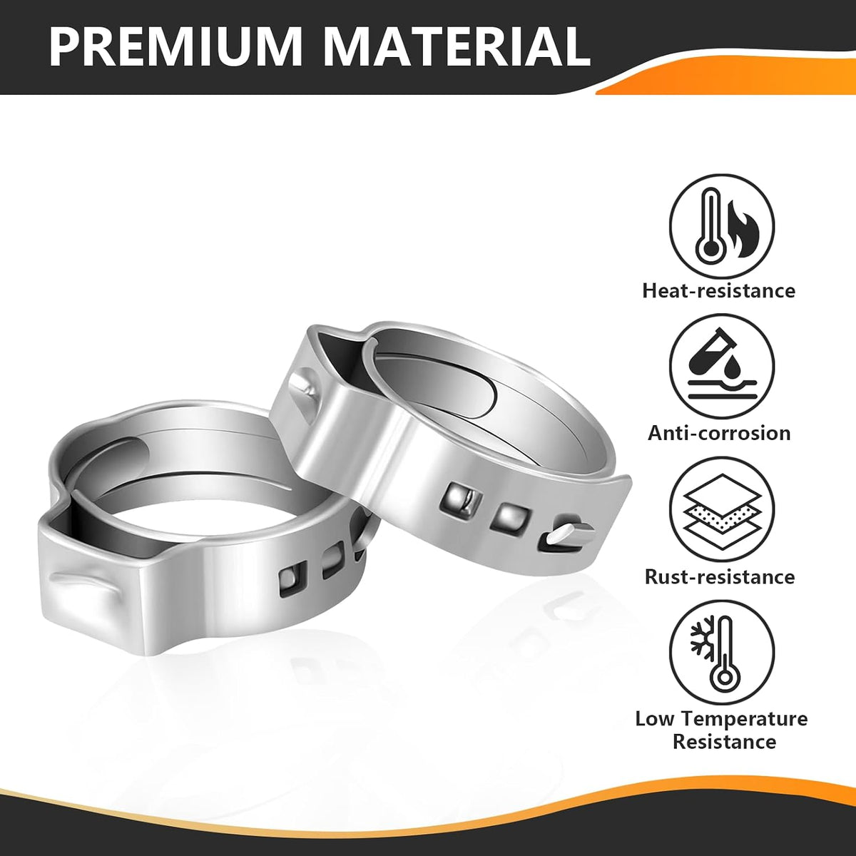 100PC HeSun 3/4" PEX Crimp Ring, Pex Cinch Clamp Ring(CLAMP018-100)
