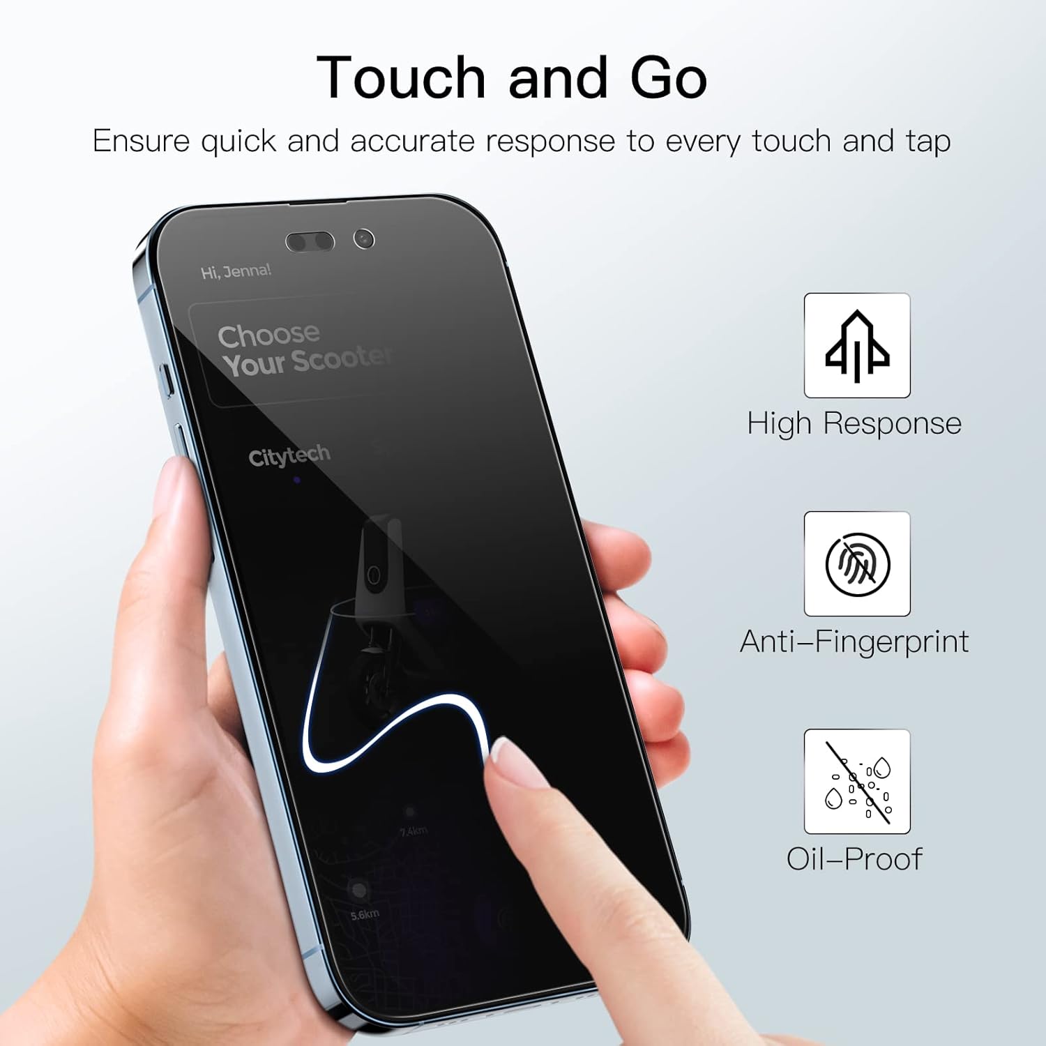 Privacy Full Coverage Screen Protector for iPhone 14 Pro Max 6.7-Inch, Anti-Spy Tempered Glass Film, Edge to Edge