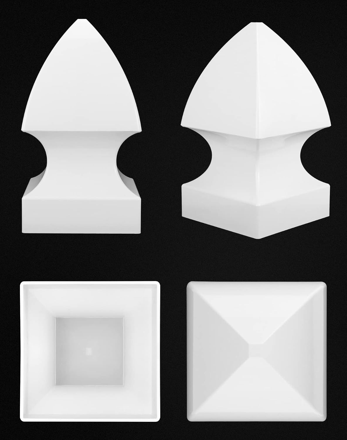 4 Pack 5" Vinyl Fence Post Cap in Gothic Style - Outdoor Post Cover for 5" x 5" Vinyl Decks, Patios, Porches, Mailbox