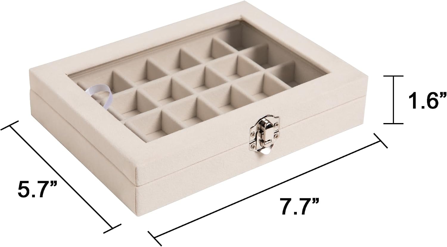24 Grid Jewelry Tray,Velvet Stud Earring Organizer,Small Jewelry Organizer with Clear Lid,Lockable Earring Holder