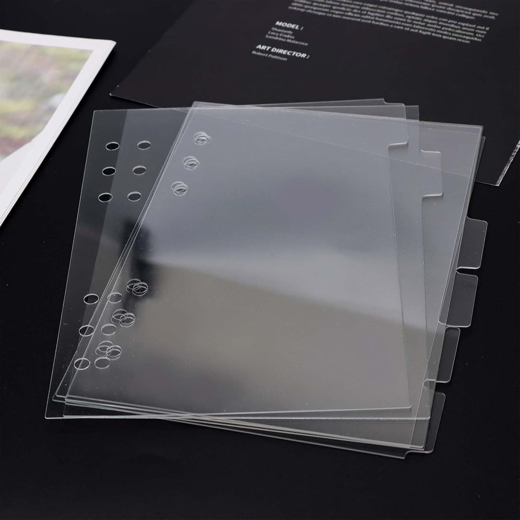 A5 Binder Dividers Planner Inserts 6 Tabs Clear 1mm Thick Acrylic Index Divider 6 Sheets Refillable Page Protectors