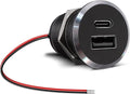 12V USB Outlet All-Aluminum QC 3.0 USB-A & USB-C PD3.0 Dual Fast Car Charger Socket, Recessed Mount Car USB Port for