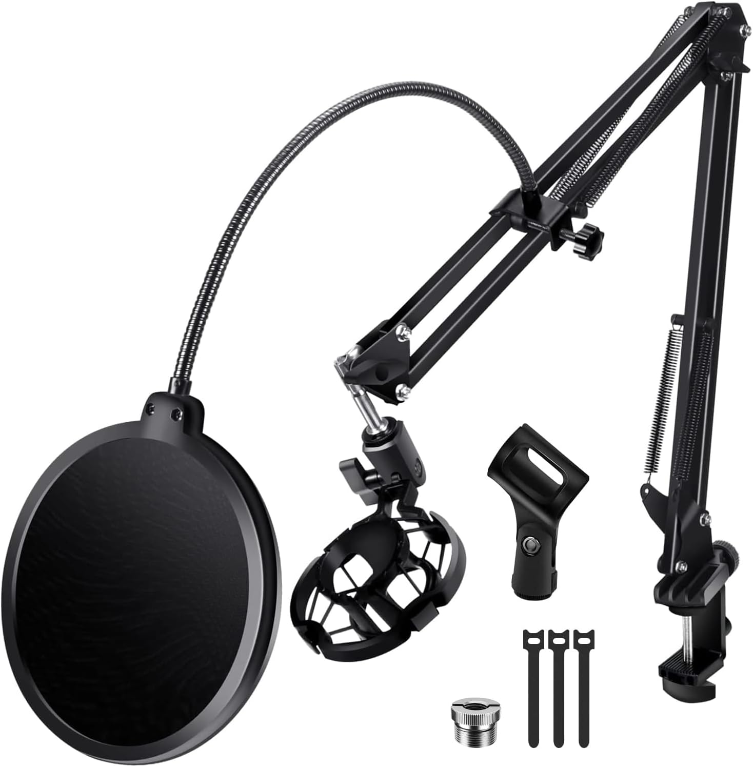 Versatile Boom Arm Stand for Desk, Adjustable Microphone Stand Kit | With Pop Filter, Shock Mount, Microphone Clip