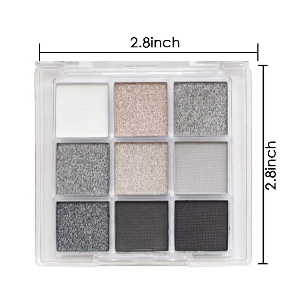 Black Smoky Eye shadow Palette, Black Dark Grey Smokey Goth Makeup Pallet, 9 Soft Matte Shimmer High Pigmented Basic
