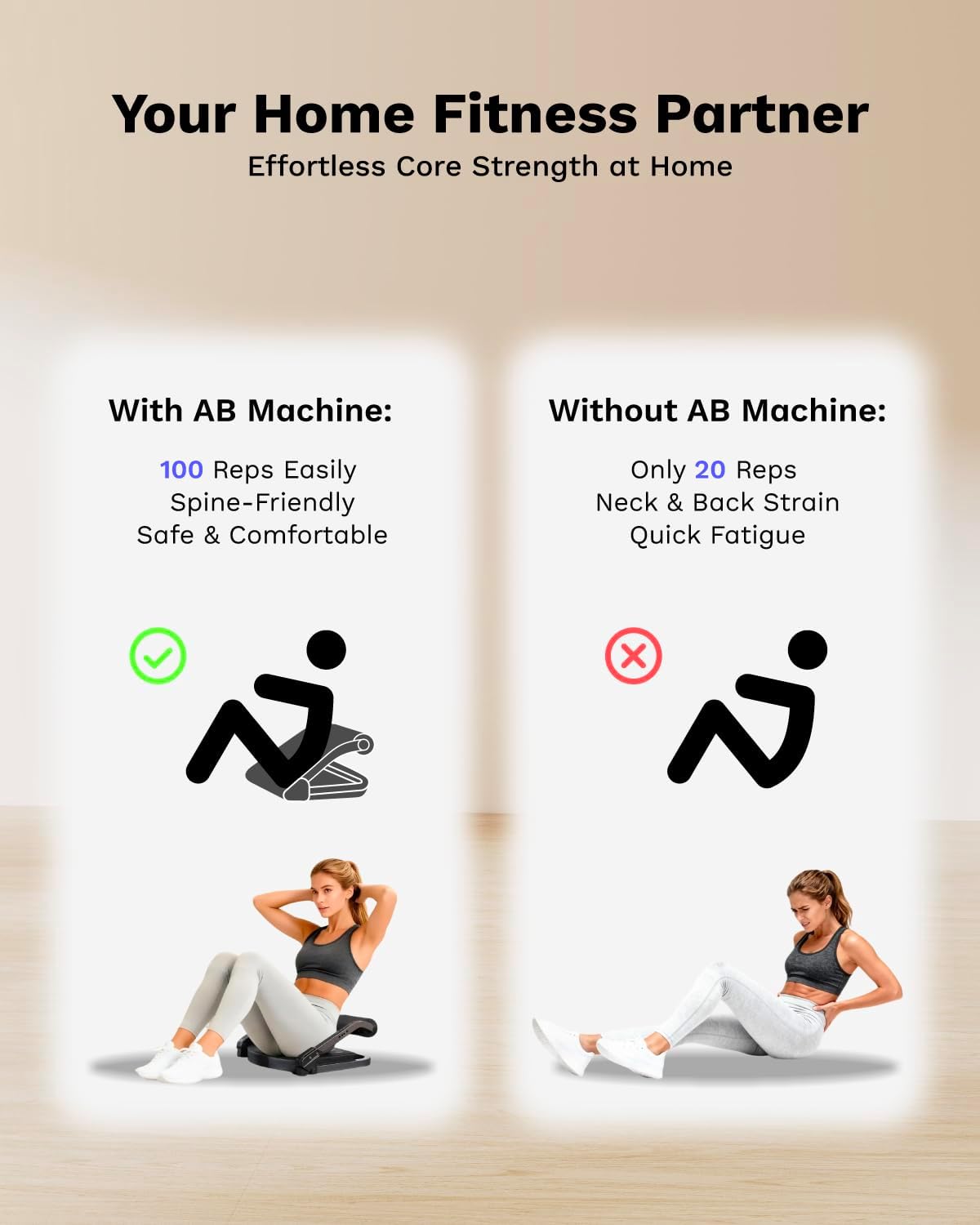 Ab Machine 4-Speed Auto Rebound Sit Up Abdominal Trainer Home Gym