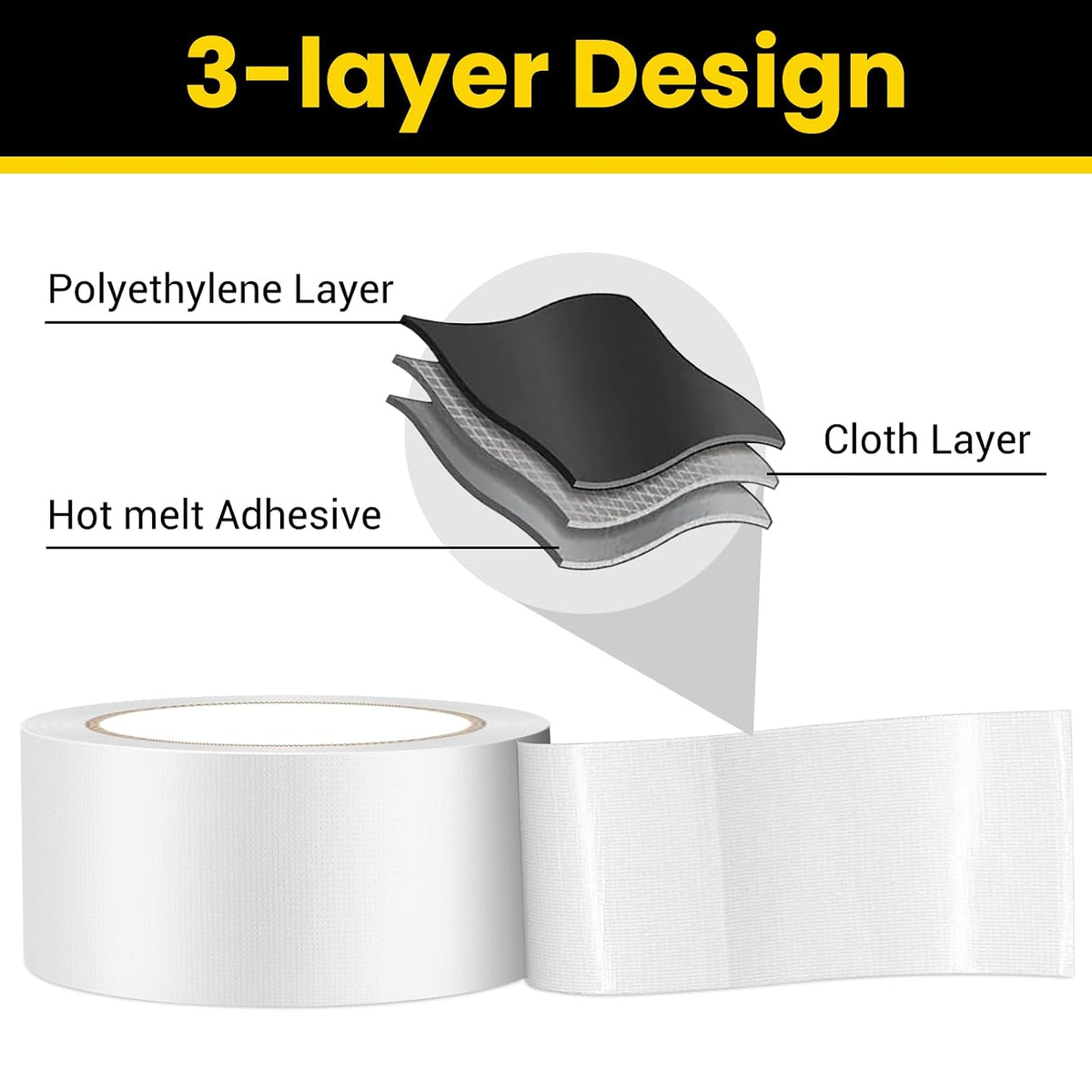 Heavy Duty Duct Tape 2" x 30Yd Waterproof Cloth Tape 1 Roll White