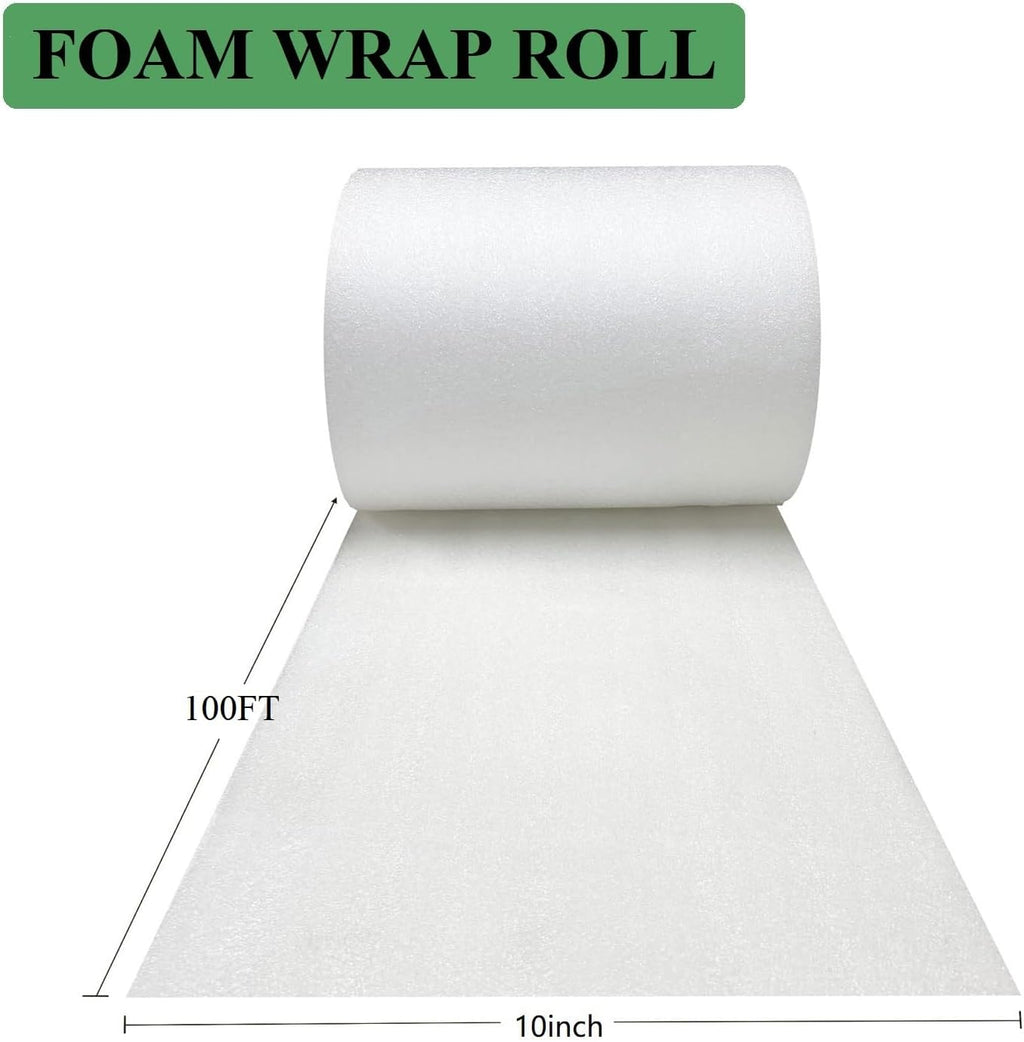 Packing Foam Roll for Moving 10 Inch Wide x 100FT Cushion Foam Wrap Roll for Moving Supplies and Fragile Items