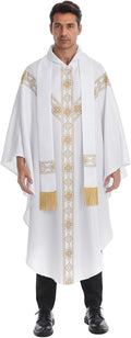Church Catholic Priest Chasuble Vestments Clergy Robes for Men Priest Outfit Church Mass Vestments Robe with Stole