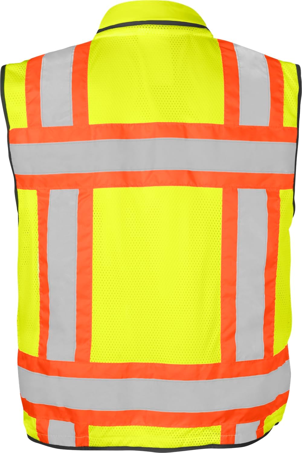 1278FR-L-03-LG ANSI Class 2 Flame Retardant Polyester Surveyor SAFETY Vest with 2" Silver Reflective Tape, Lime, Large