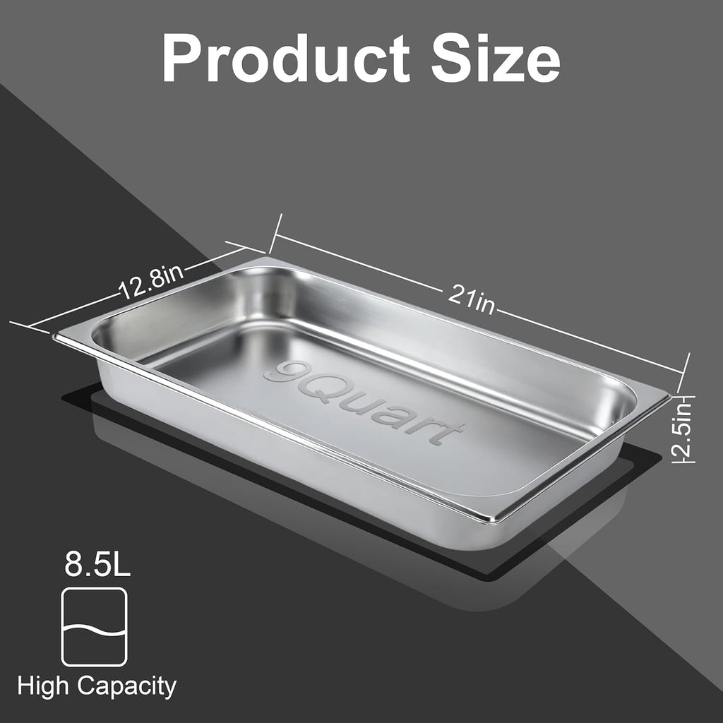 Hotel Pans with Lids 2 Pack 1/1 Size 2.5" Deep