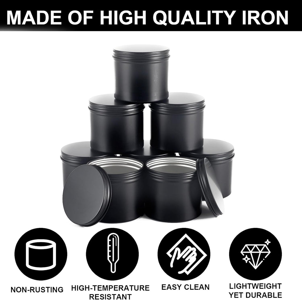 Black Candle Jars 10 oz Matte Tins 24 PCS Metal Candle Containers with Lids Bulk Candle Containers for Balms, Salve