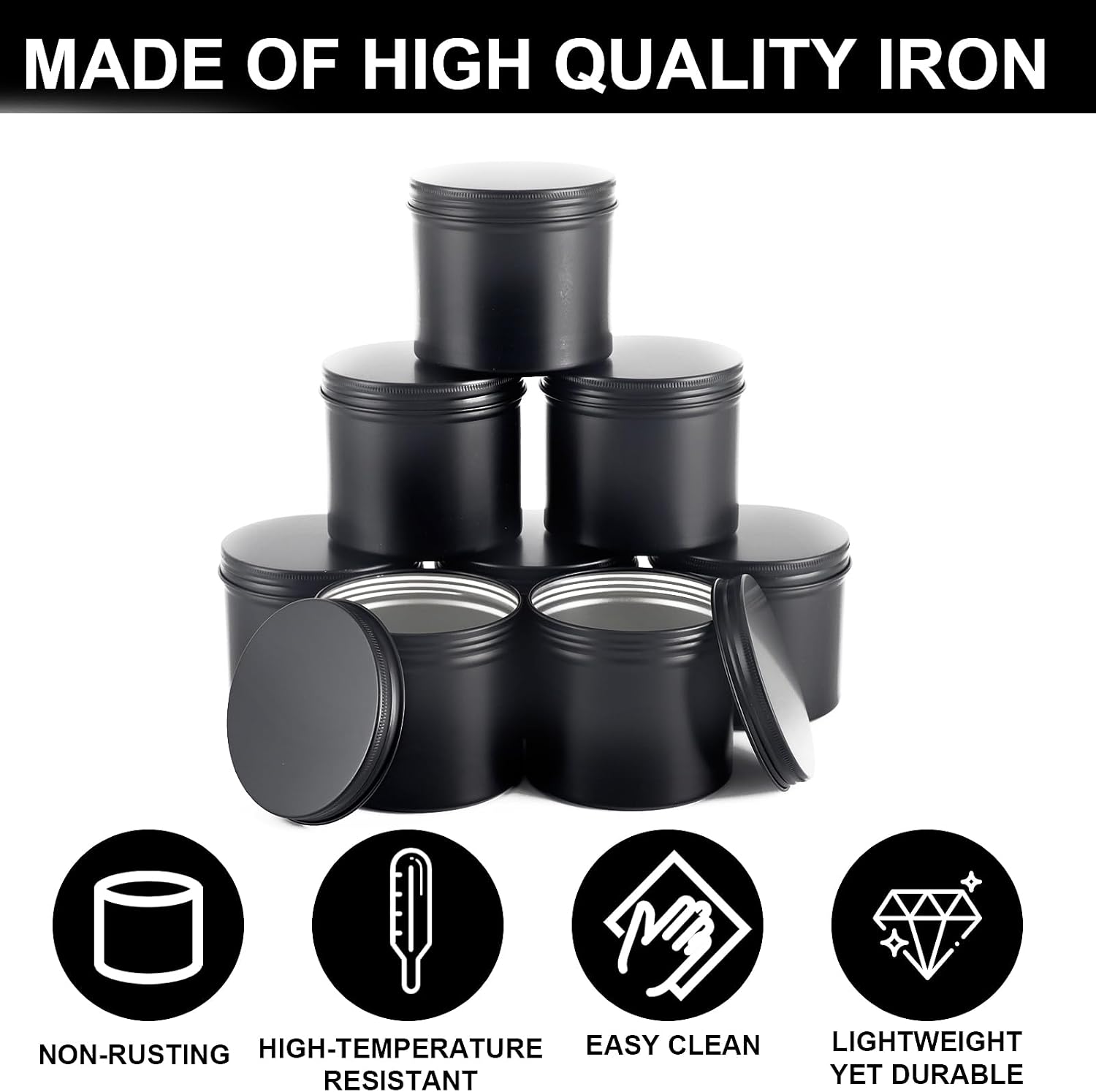 Black Candle Jars 10 oz Matte Tins 24 PCS Metal Candle Containers with Lids Bulk Candle Containers for Balms, Salve