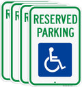 Handicap Parking Sign, 4 Pack 12" x 18" Reserved Parking Signs with Handicap Icon, Large Heavy-Duty Aluminum Sign