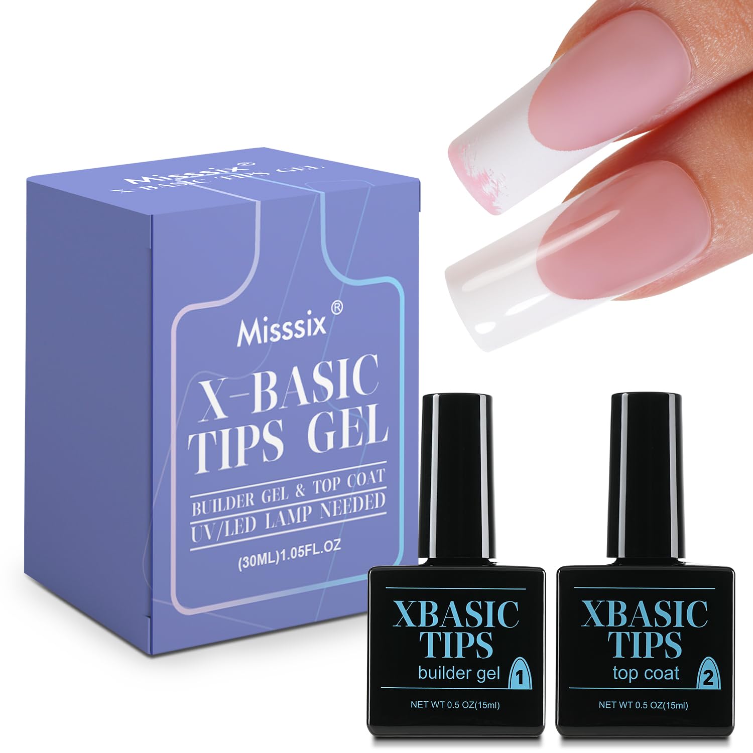 XBASICTIPS French Tip Nail Protecting Builder Gel and Top Coat 15ML | Prevent French Nail Tips Area chipping, Protect