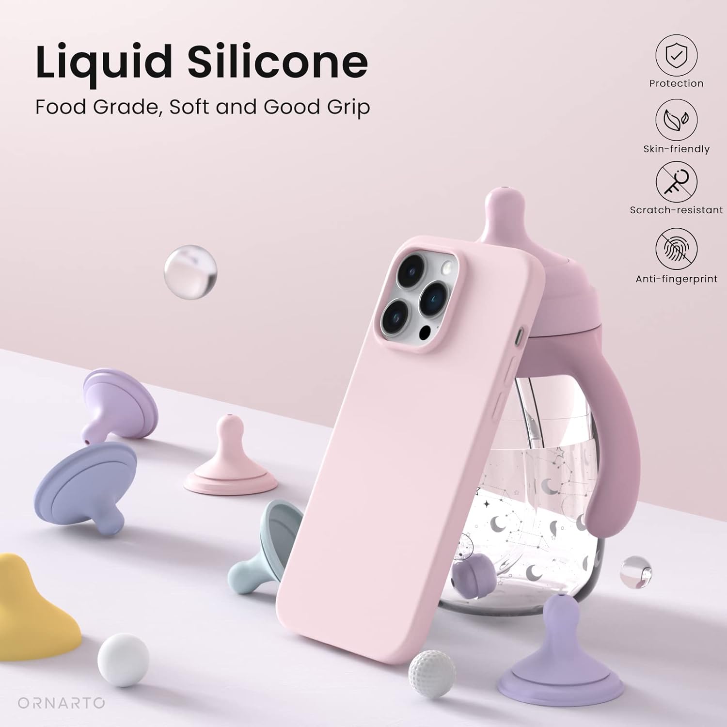 Compatible with iPhone 14 Pro Max Case 6.7, Slim Liquid Silicone 3 Layers Full Covered Soft Gel Rubber Phone Case
