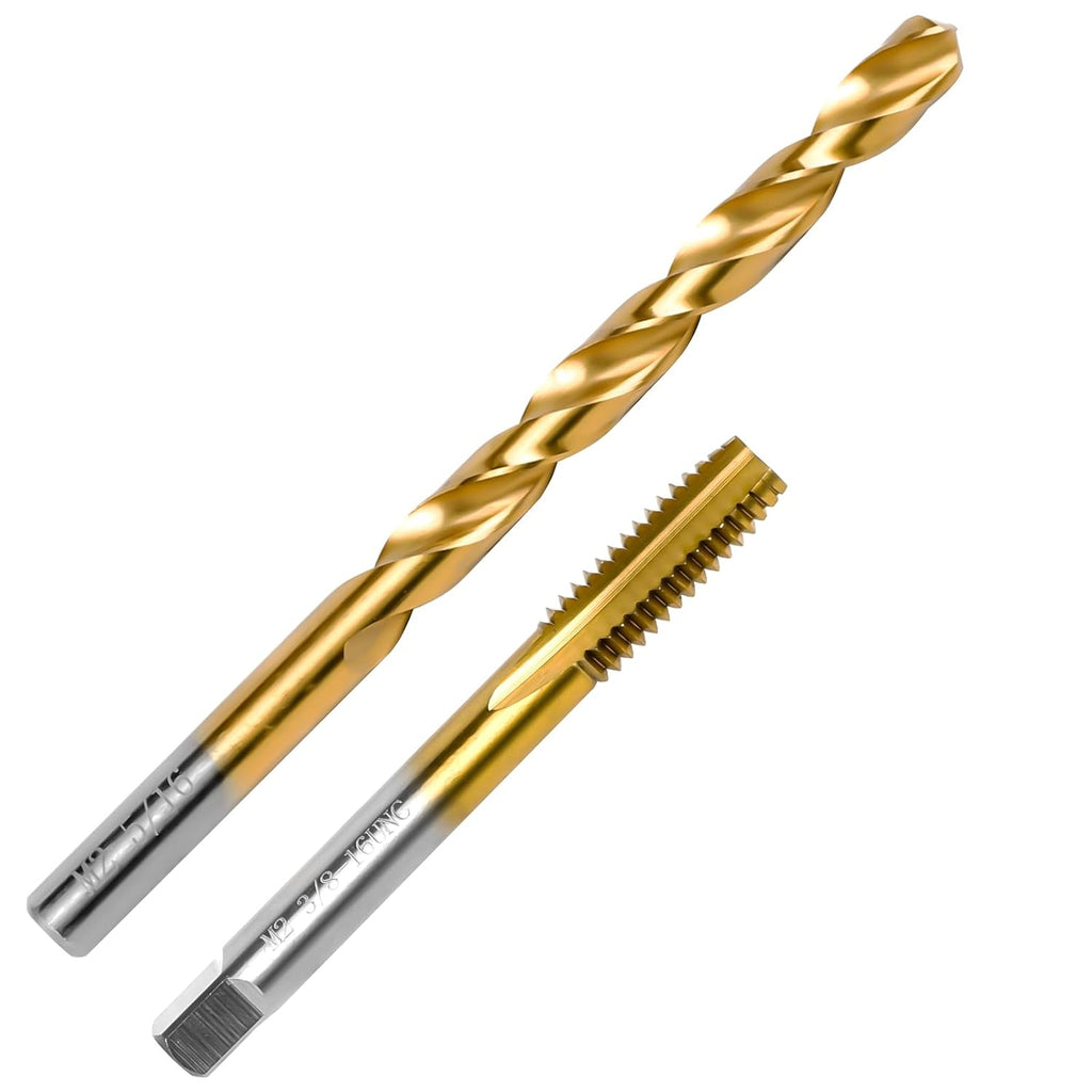 3/8"-16 UNC Tap and 5/16" Drill Bit for Metal, M2 HSS Drill and Tap Set