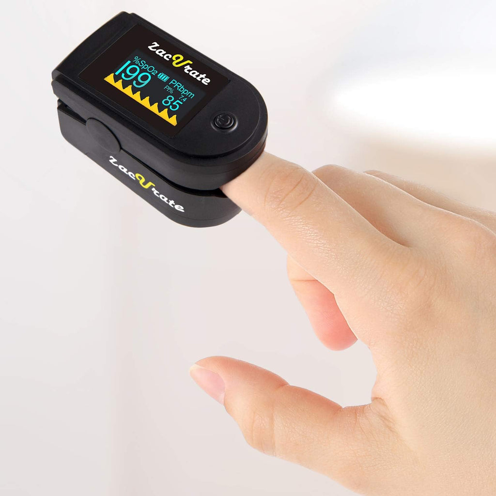 500 Series Fingertip Pulse Oximeter Blood Oxygen Saturation Monitor with Silicon Cover, Batteries and Lanyard, Mystic