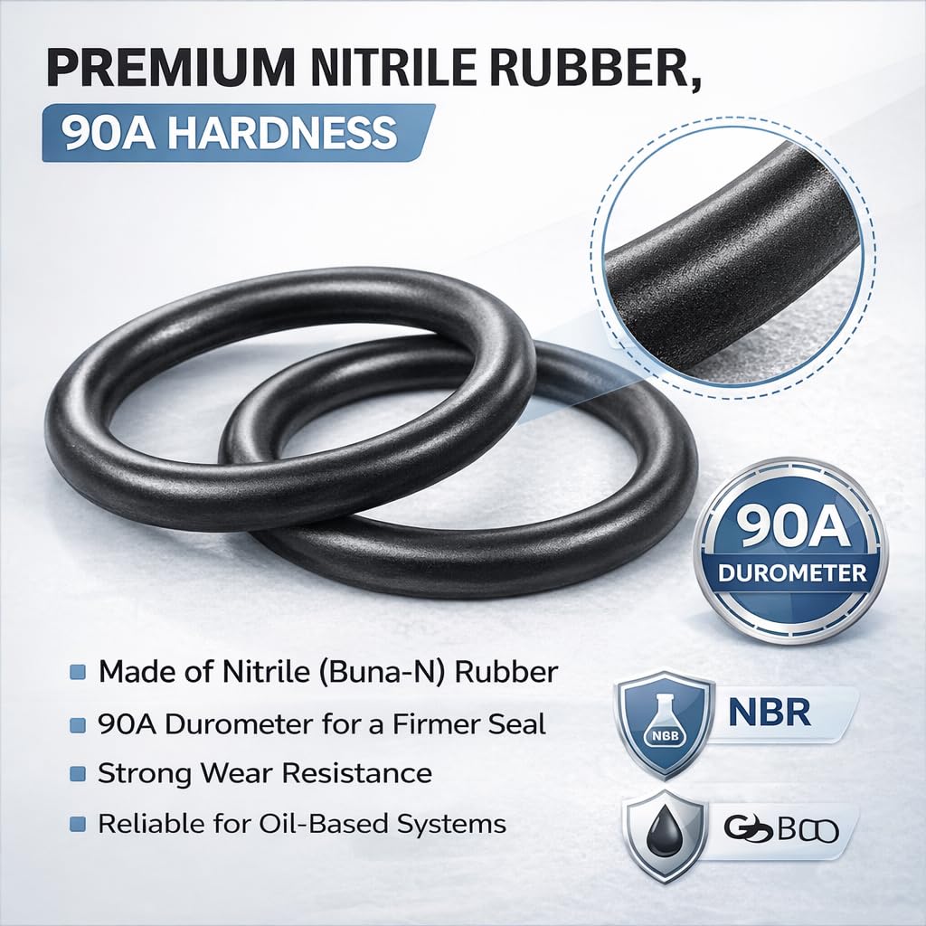 AS-008 Nitrile (NBR) O-Rings, 3/16" ID x 1/16" CS (0.176" x 0.070"), 90A Durometer, -40°F to +248°F, Fuel, Oil & Hydraulic System Seals, 200 Pcs