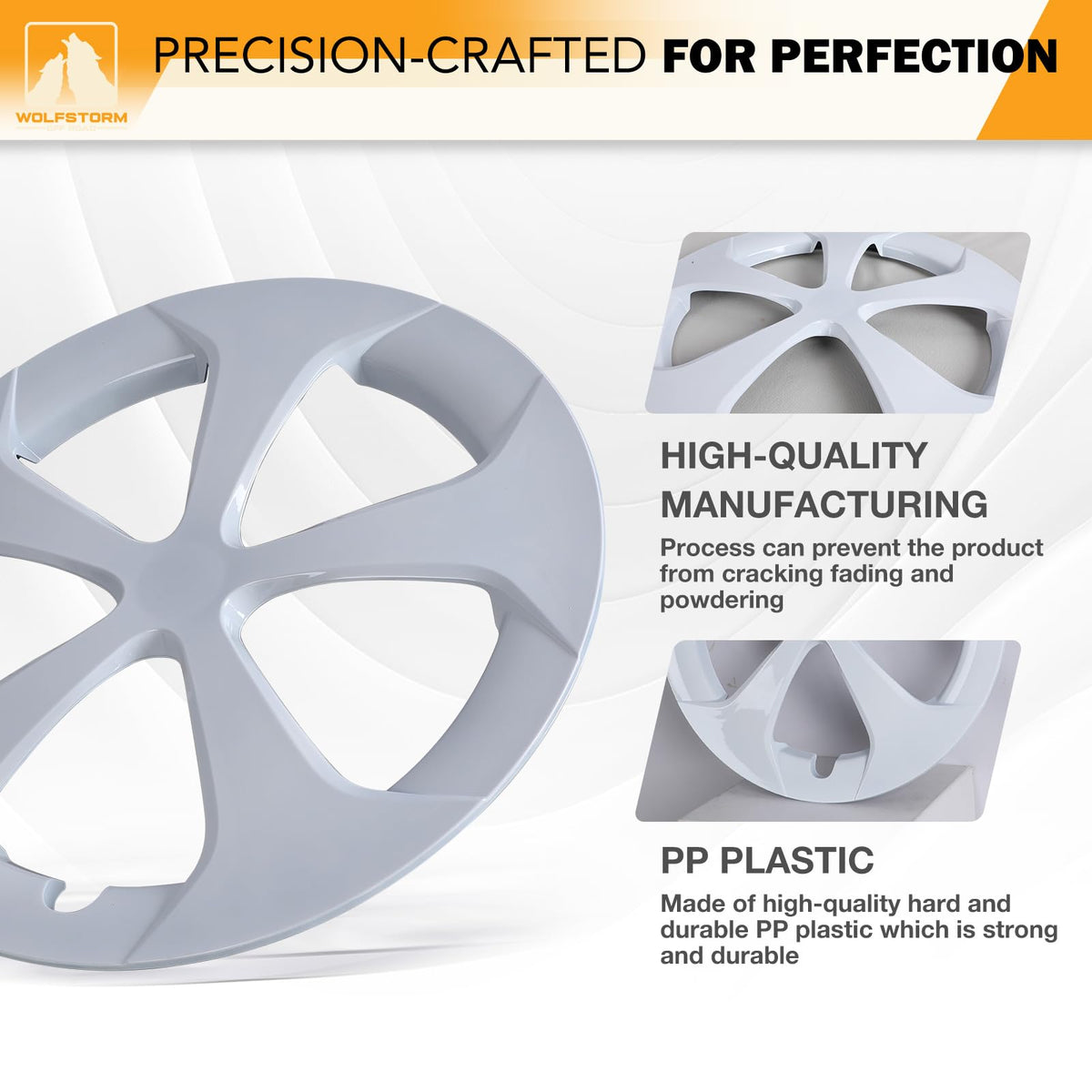 15" White Lacquer Hubcaps for Toyota Prius 2010-2015, Set of 4
