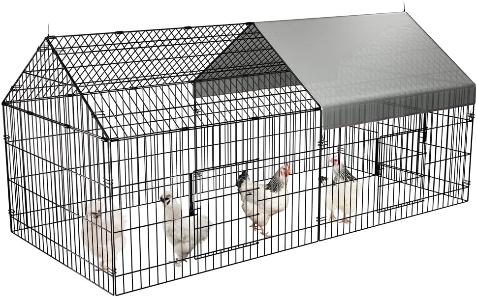 Chicken Coop, 86"x40"x40" Chicken Run Pen with Cover for Yard