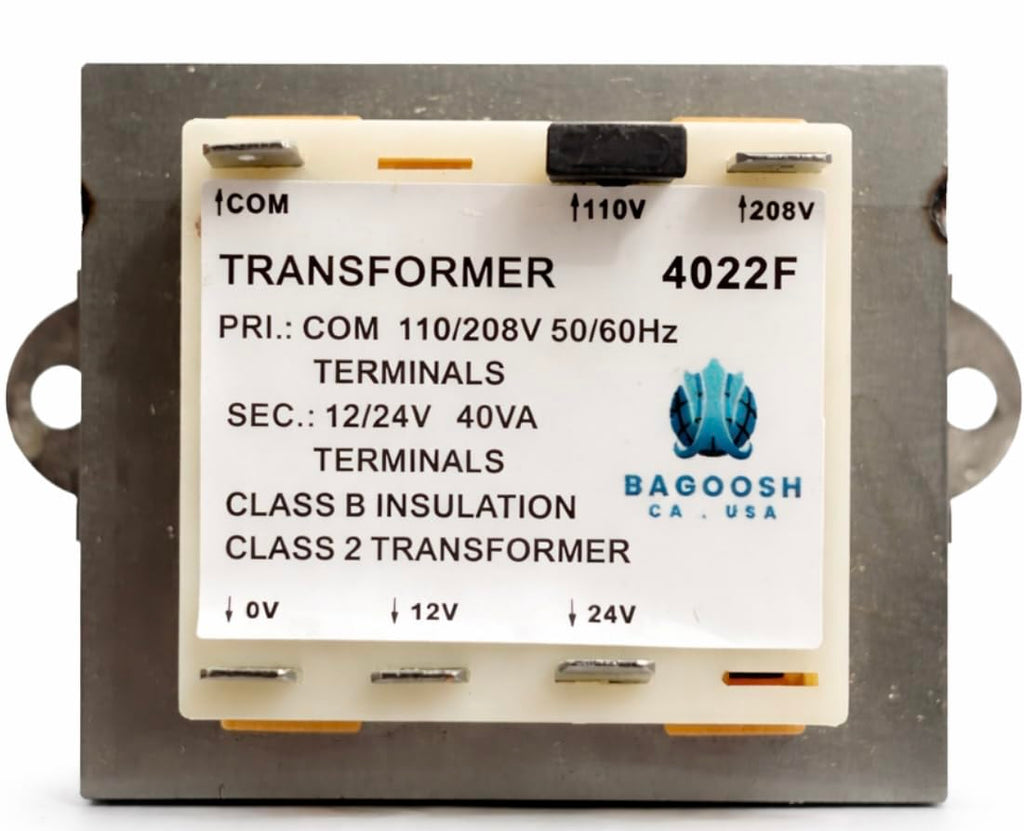 Bagoosh HVAC Transformer – 40VA, 110V/208V to 12V/24V Class 2 Power Transformer for air Conditioning, Furnaces, and Industrial Control Systems.
