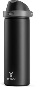 24 oz Insulated Water Bottle for Sports: Meoky Stainless Steel Water Bottle with 2-in-1 Straw and Spout Lid - Leak