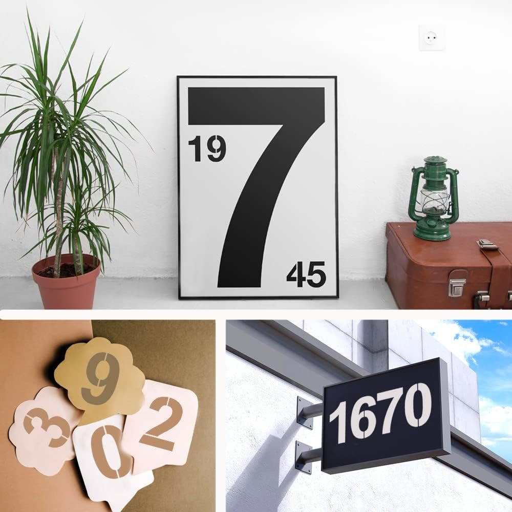 12-Inch Large Number Stencils Kit - Reusable Plastic Address Number Painting Templates for Mailbox Signs, Road