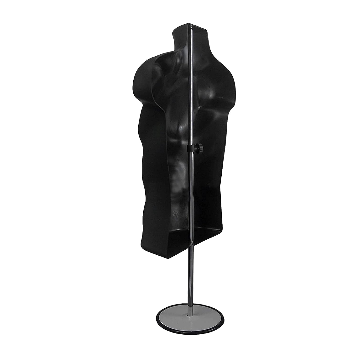 Male Mannequin Torso with Metal Stand, Black (Set of 2) | Hollow back body stackable dress form for t-shirt display
